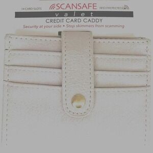 ScanSafe Valet Credit Card Caddy RFID Protection‎ Wallet 14 Slots Leather Gray #